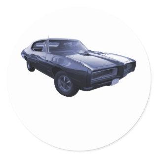 Blue 1968 Pontiac GTO Classic Round Sticker