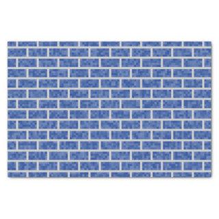 Blue 8-Bit Pixelated Graphics Style Bricks Pattern Tissue Paper
