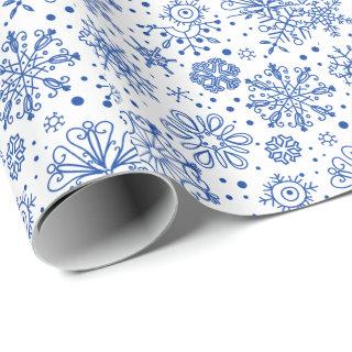 Blue Abstract Christmas Snowflakes Pattern
