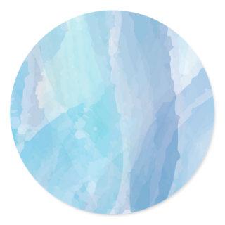 Blue, abstract, cool water color brush stroke art classic round sticker