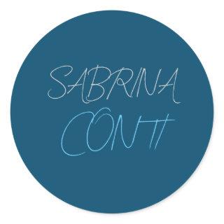 Blue Add Name Modern Minimalist Plain Classic Round Sticker