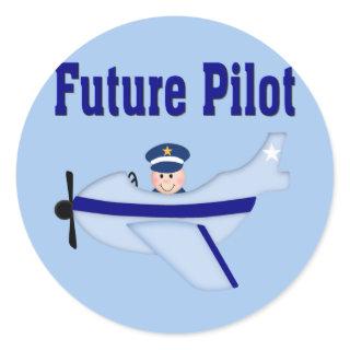 Blue Airplane Future Pilot Classic Round Sticker