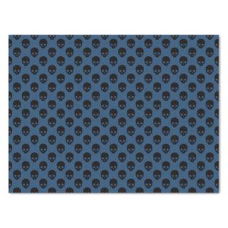 Blue and Black Little Skulls Pattern Halloween Tissue Paper