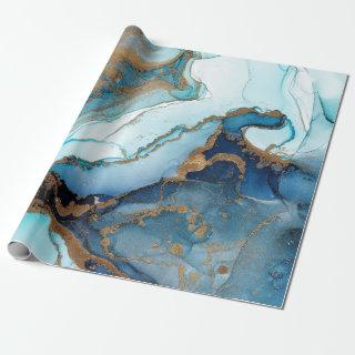 Blue and gold agate marble