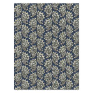Blue and Gold Art Deco Peacock Decoupage Tissue Paper