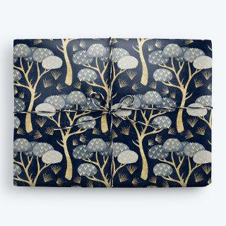 Blue and Gold Art Deco Pine Trees