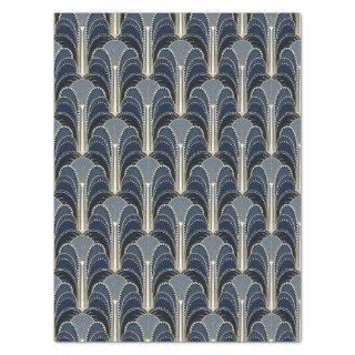 Blue and Gold Elegant Art Deco Fountain Decoupage Tissue Paper