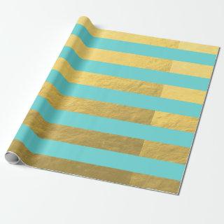 Blue and Gold Foil Stripes Printed