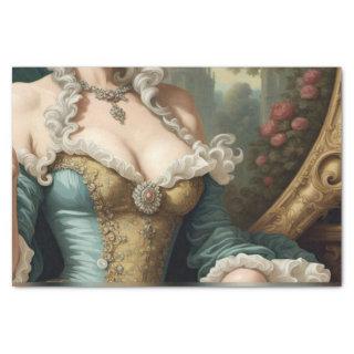 Blue and Gold French Rococo Corset Decoupage  Tissue Paper