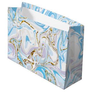 Blue and Gold Marble Abstract Large Gift Bag