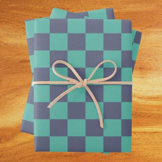 Blue and Green Checkerboard  Sheets