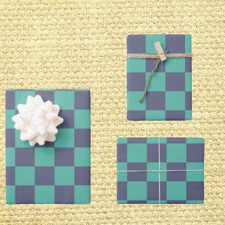 Blue and Green Checkerboard  Sheets
