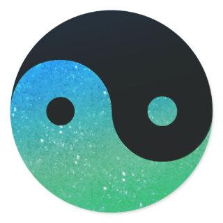 Blue And Green Glitz Look Yin Yang Stickers