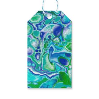 Blue and Green Marble Fluid Art Abstract    Gift Tags