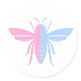 Blue and Pink Bee // Pastel Gender Reveal Party Classic Round Sticker