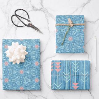 Blue and Pink Geometric Abstract  Sheets