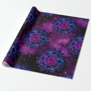 Blue and Pink Mandalas on Purple Galaxy