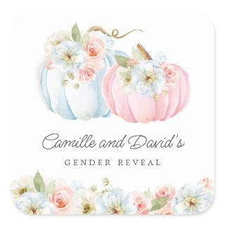 Blue and Pink Pumpkin Gender Reveal  Square Sticker