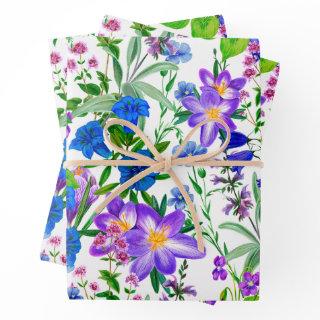 Blue and Purple Watercolor Garden Flowers   Sheets