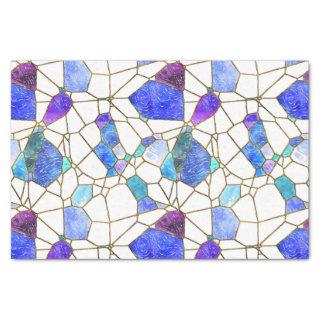Blue And Purples Stained Glass Mosaic Decoupage Tissue Paper
