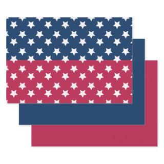 Blue And Red Color Block With White Stars  Sheets