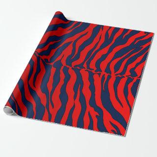 Blue And Red Tiger Stripes Animal Print