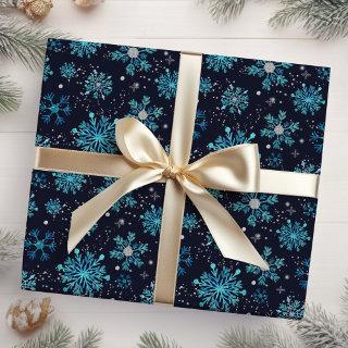 Blue and Silver Winter Snowflakes