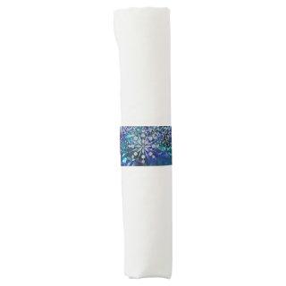 Blue and Teal Snow Paper Napkin Band