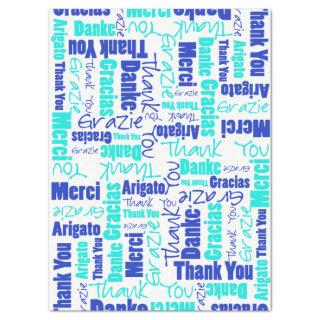 Blue and Turquoise THANK YOU Word Collage Tissue Paper