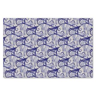 Blue and White Art Deco Rabbit Tile Gift Wrapping Tissue Paper