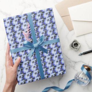 Blue and White Bearded Iris Floral Pattern