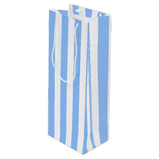 Blue and white candy stripes wine gift bag