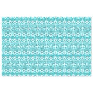 Blue and White Christmas Fair Isle Pattern Tissue Paper