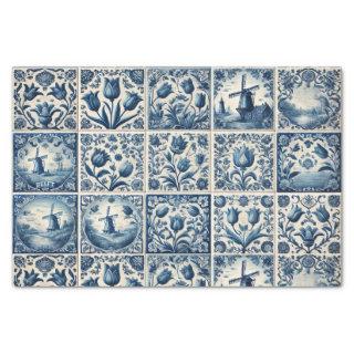 Blue and White Delft Tiles Decoupage  Tissue Paper