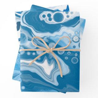 Blue and White Fluid Art Marble  Sheets