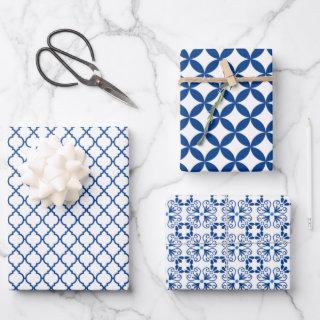 Blue and White Geometric Pattern   Sheets