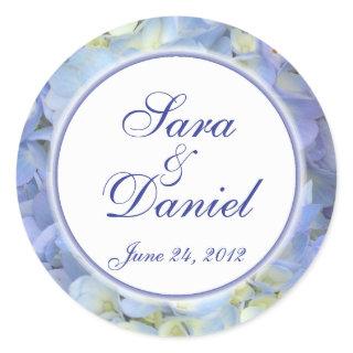 Blue and White Hydrangea Wedding Favor Label