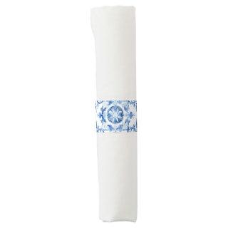 Blue and white Italian watercolor tile pattern Napkin Bands