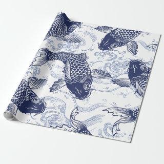 BLUE AND WHITE KOI FISH JAPANESE