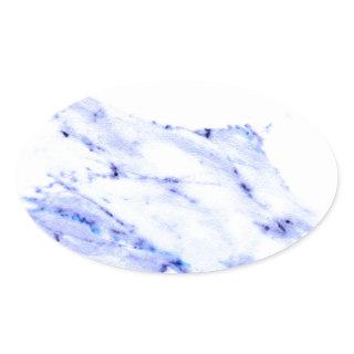 Blue and White Marble Oval Sticker