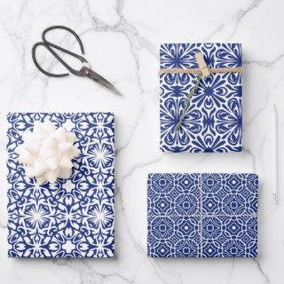 Blue and White Mediterranean Tile Pattern  Sheets