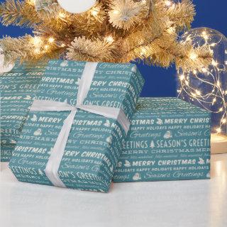 Blue and White Merry Christmas Retro Typography