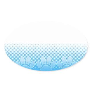 Blue And White Paws With Newsprint Background Oval Sticker