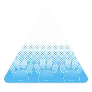 Blue And White Paws With Newsprint Background Triangle Sticker