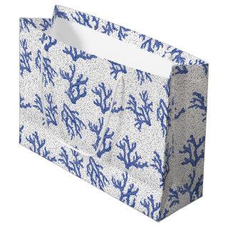 Blue and white sea coral allover print  large gift bag