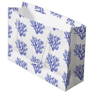 Blue and white sea coral large gift bag
