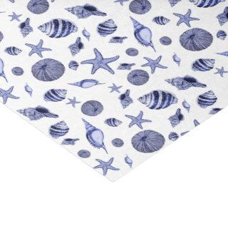 Blue and white seashells tissue paper