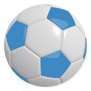 Blue and White Soccer Ball Classic Round Sticker