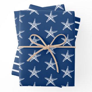 Blue and White Starfish Nautical Stripe  Sheets