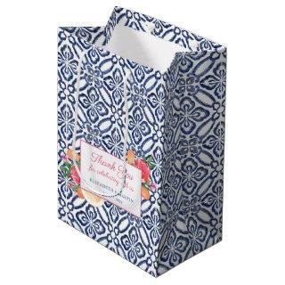 Blue And White Tile Colorful Citrus Wedding Shower Medium Gift Bag